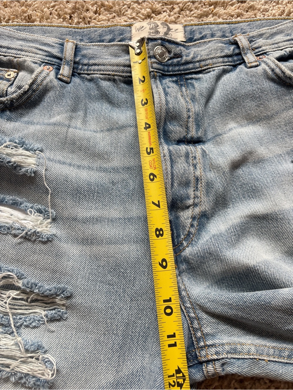 We The Free Free People Maggie Super Shredded Destroyed Light Blue Jeans Sz 32 - Picture 3 of 12